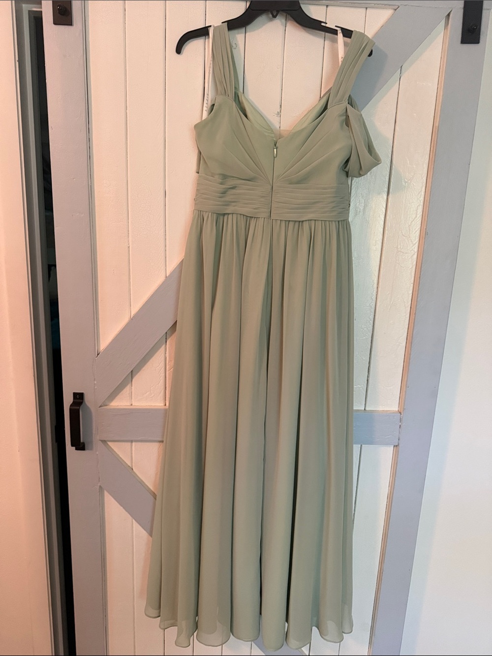 Azazie Sage Green Chiffon Bridesmaid Dress - Picture 4 of 6